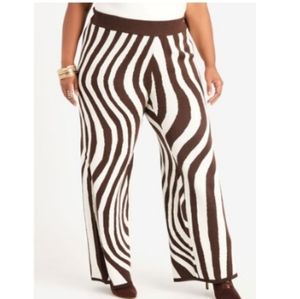 Ladies Zebra Striped Wide Leg Pants (Cardigan Top Sold Separate)